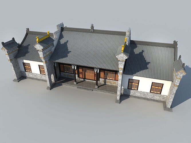 Chinese ancient architecture Low-poly 3D model