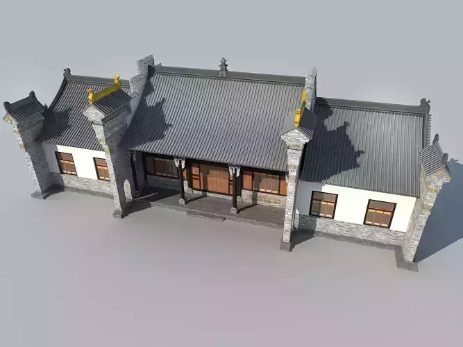 Chinese ancient architecture Low-poly 3D model