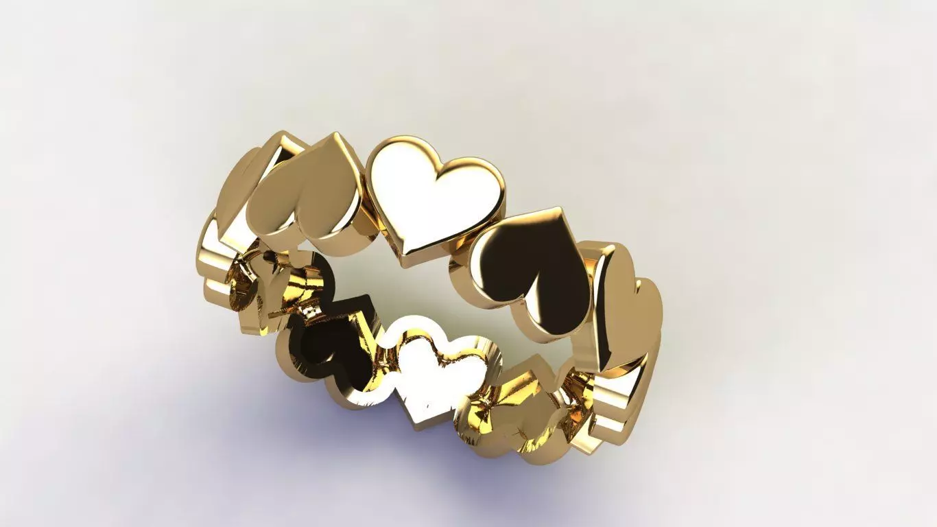 Heart Band Ring 3D print model_0