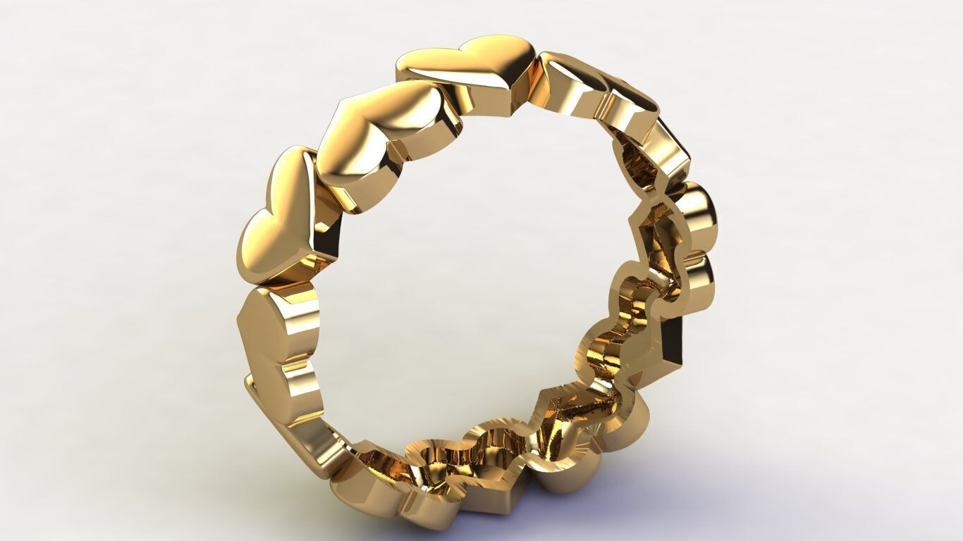 Heart Band Ring 3D print model_3