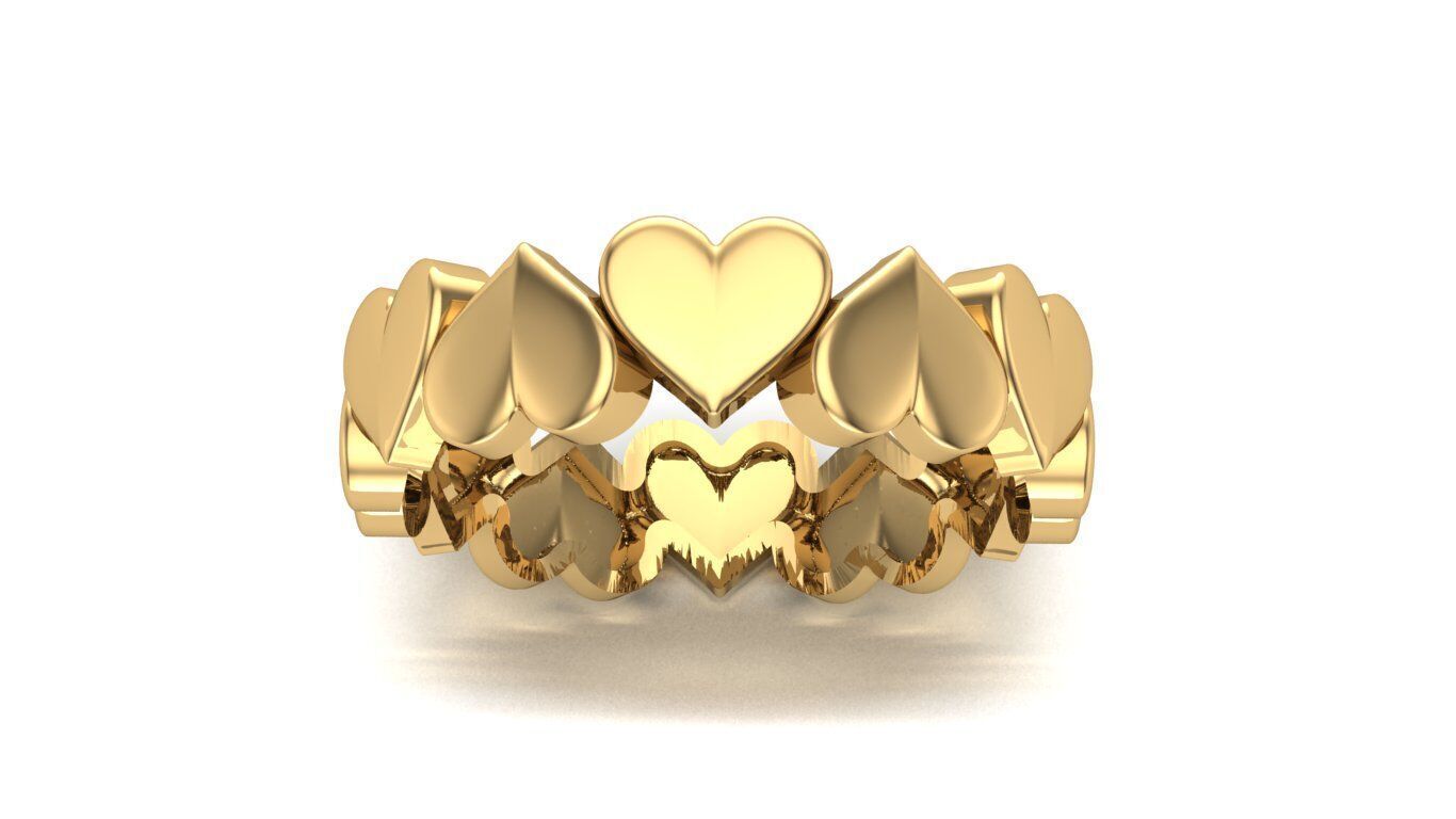 Heart Band Ring 3D print model_1