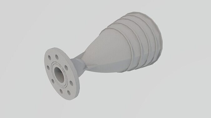 High temperature nitrogen laval nozzel rocket engine Low-poly 3D model