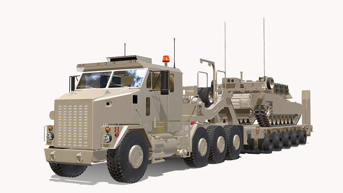 OSHKOSH M1070 HET COM M1A1 ABRAMS Low-poly 3D model