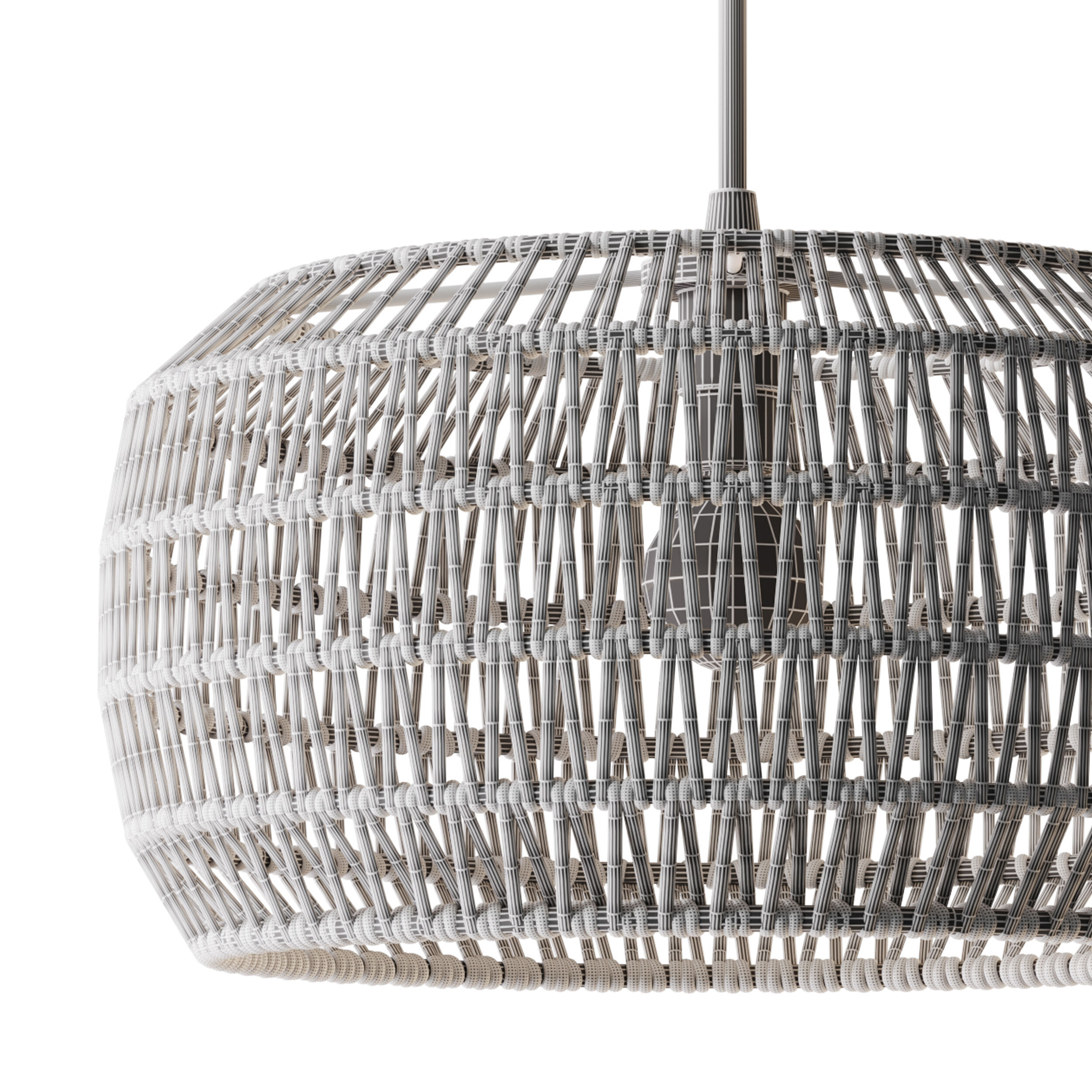 Handmade Woven Rattan Decorative Chandelier 3D model_14