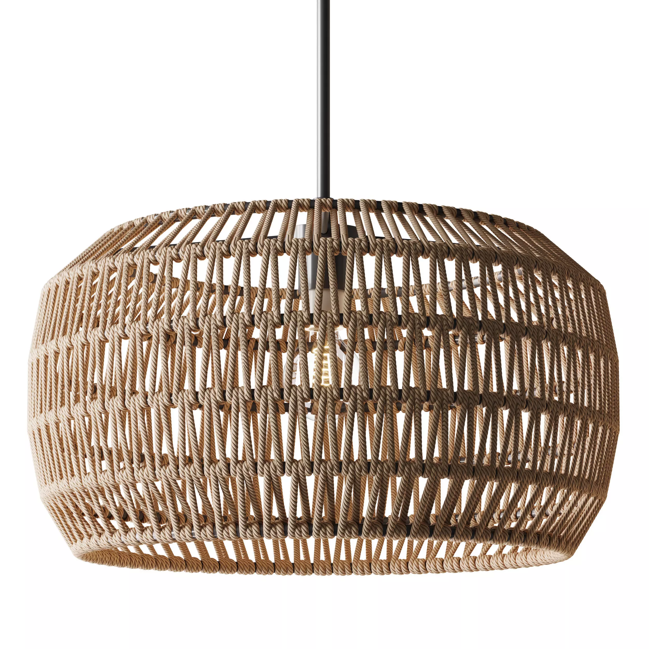 Handmade Woven Rattan Decorative Chandelier 3D model_0
