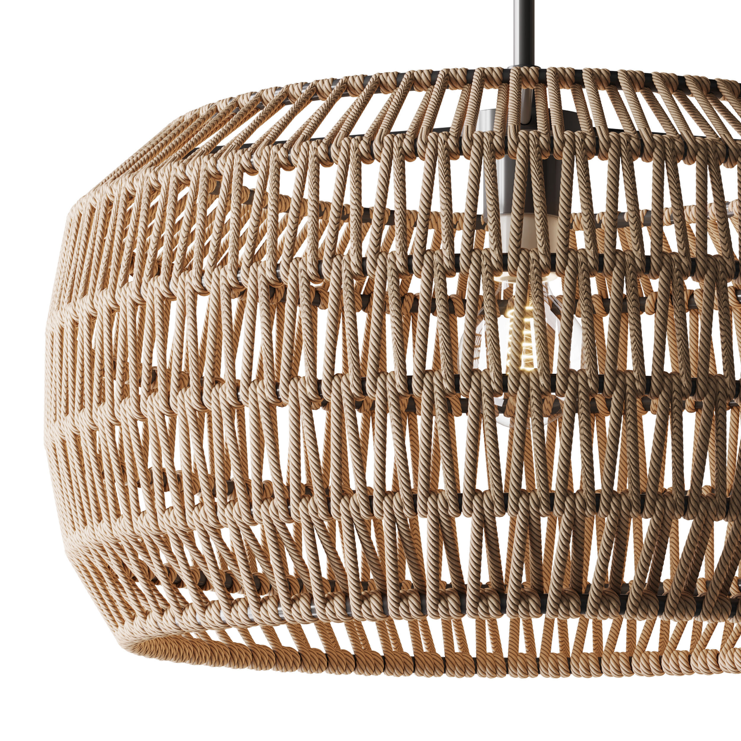 Handmade Woven Rattan Decorative Chandelier 3D model_8