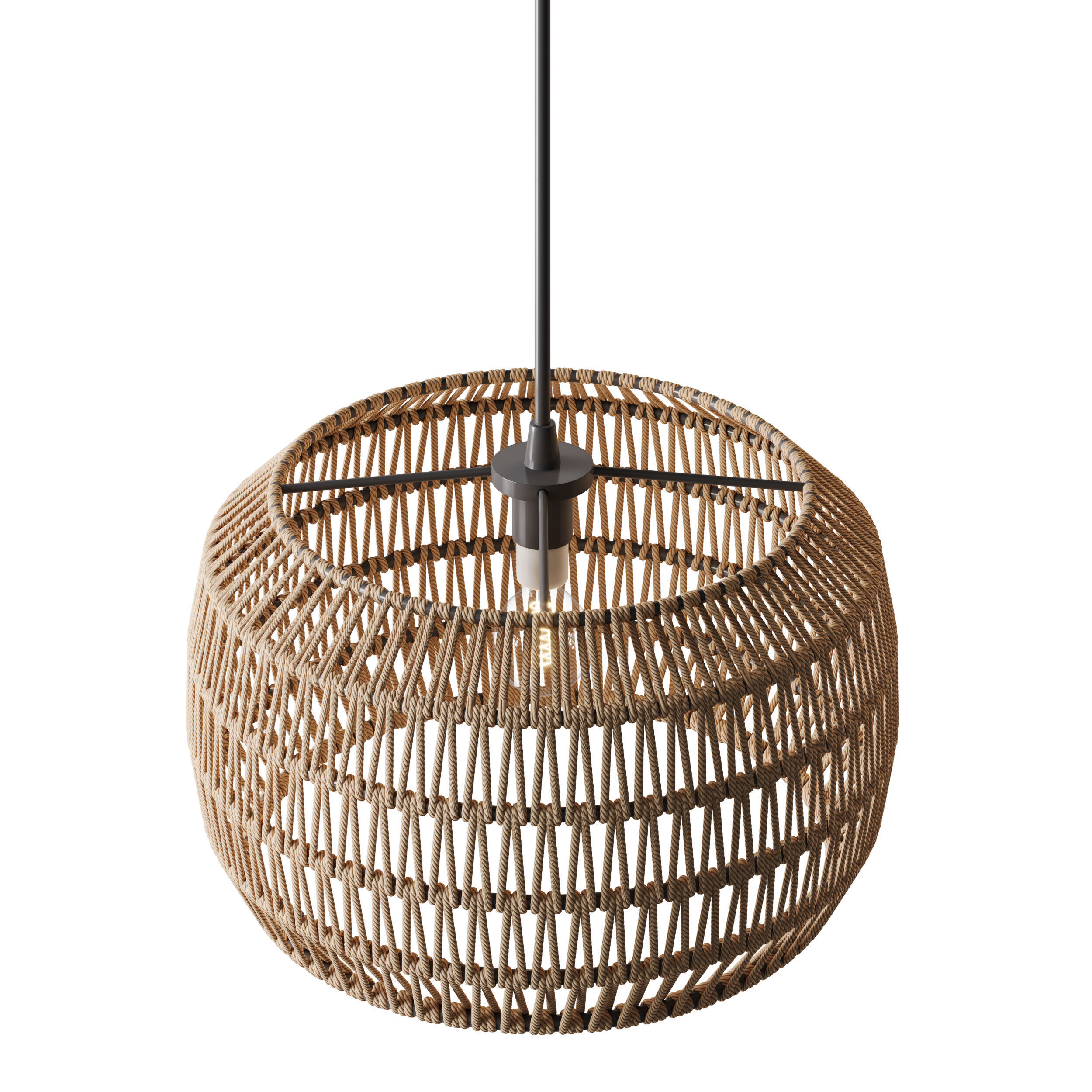 Handmade Woven Rattan Decorative Chandelier 3D model_7