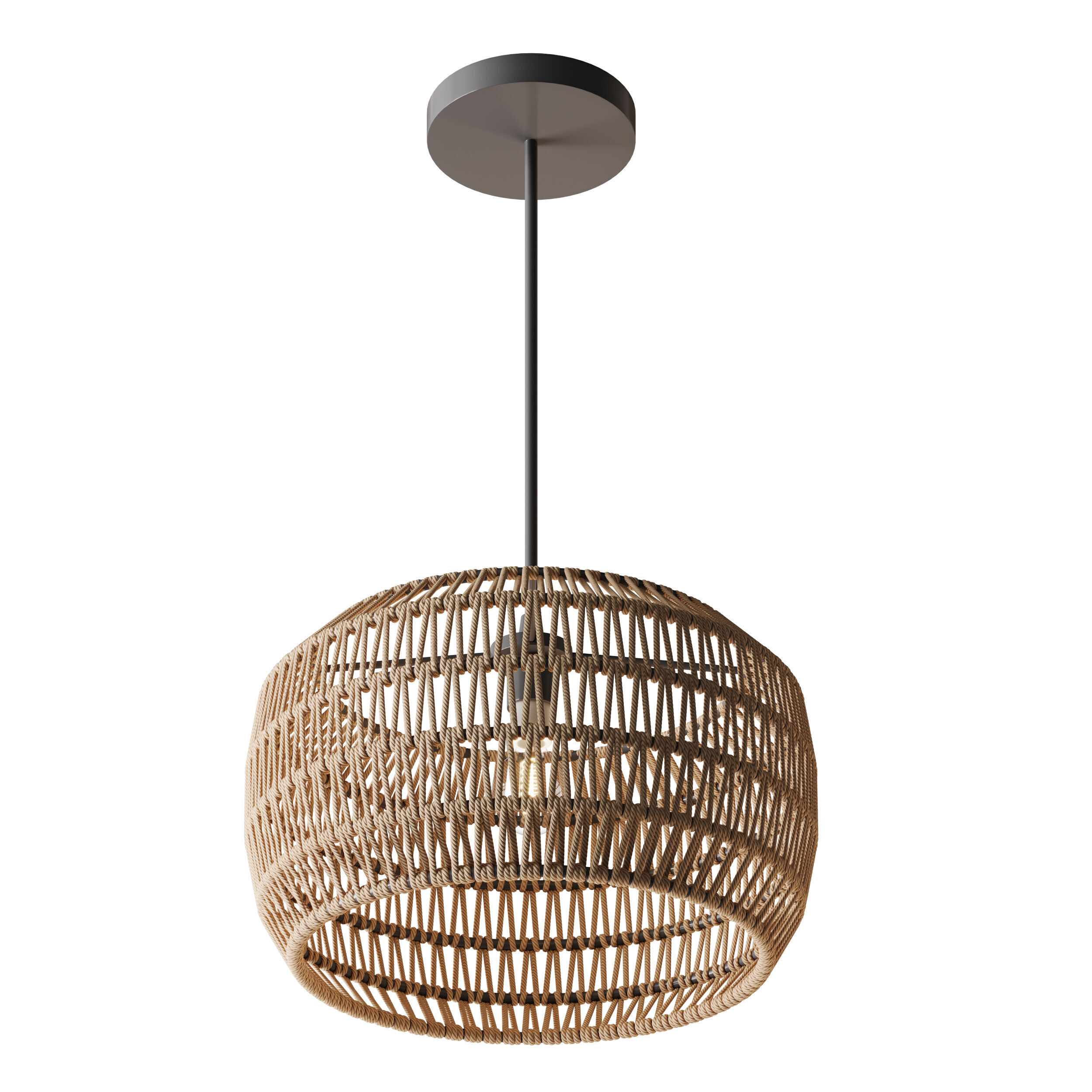 Handmade Woven Rattan Decorative Chandelier 3D model_6