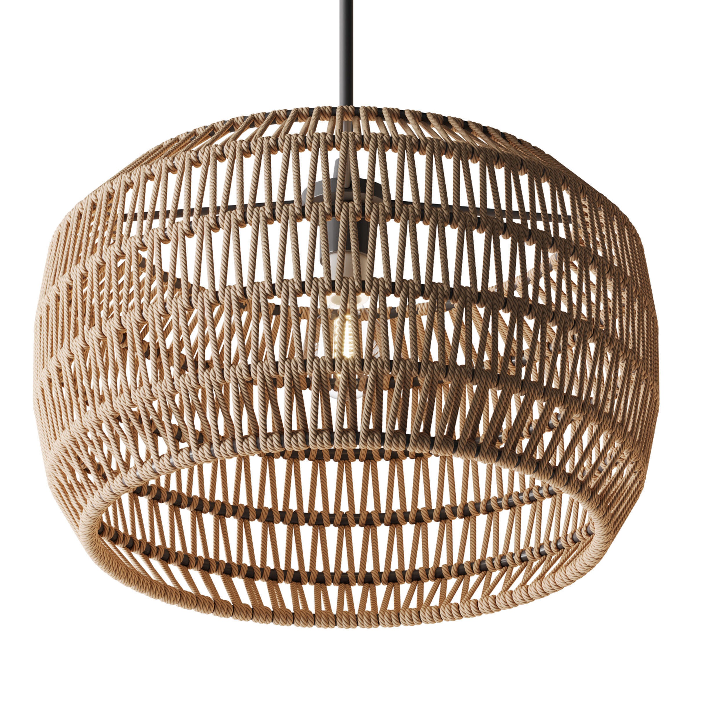 Handmade Woven Rattan Decorative Chandelier 3D model_12