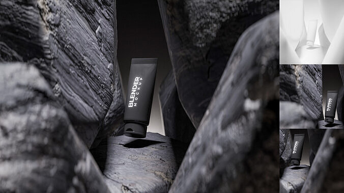 Facial Foam Packaging in Nature Black Rock Low-poly 3D model