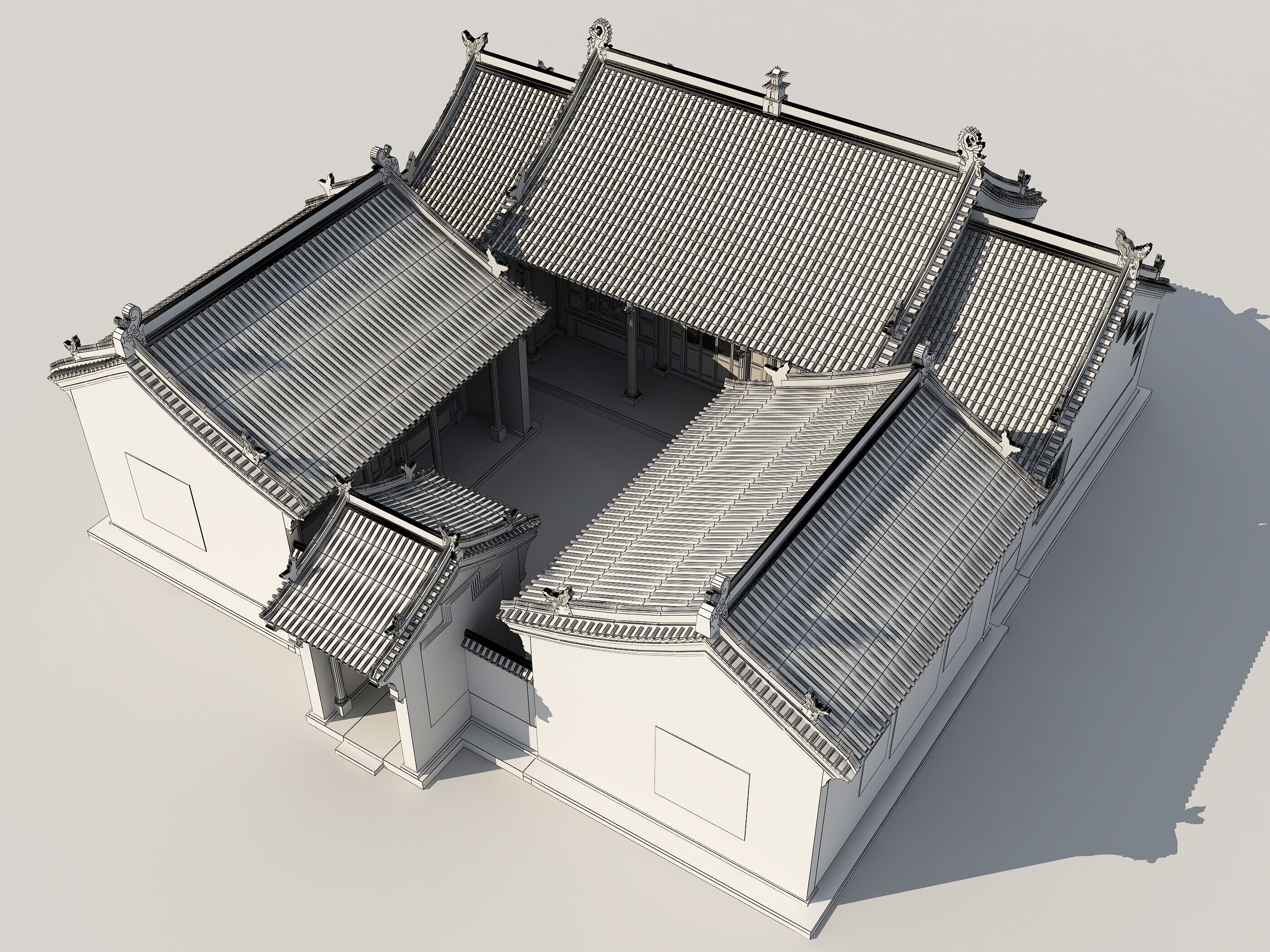 Chinese ancient architecture Low-poly 3D model_17