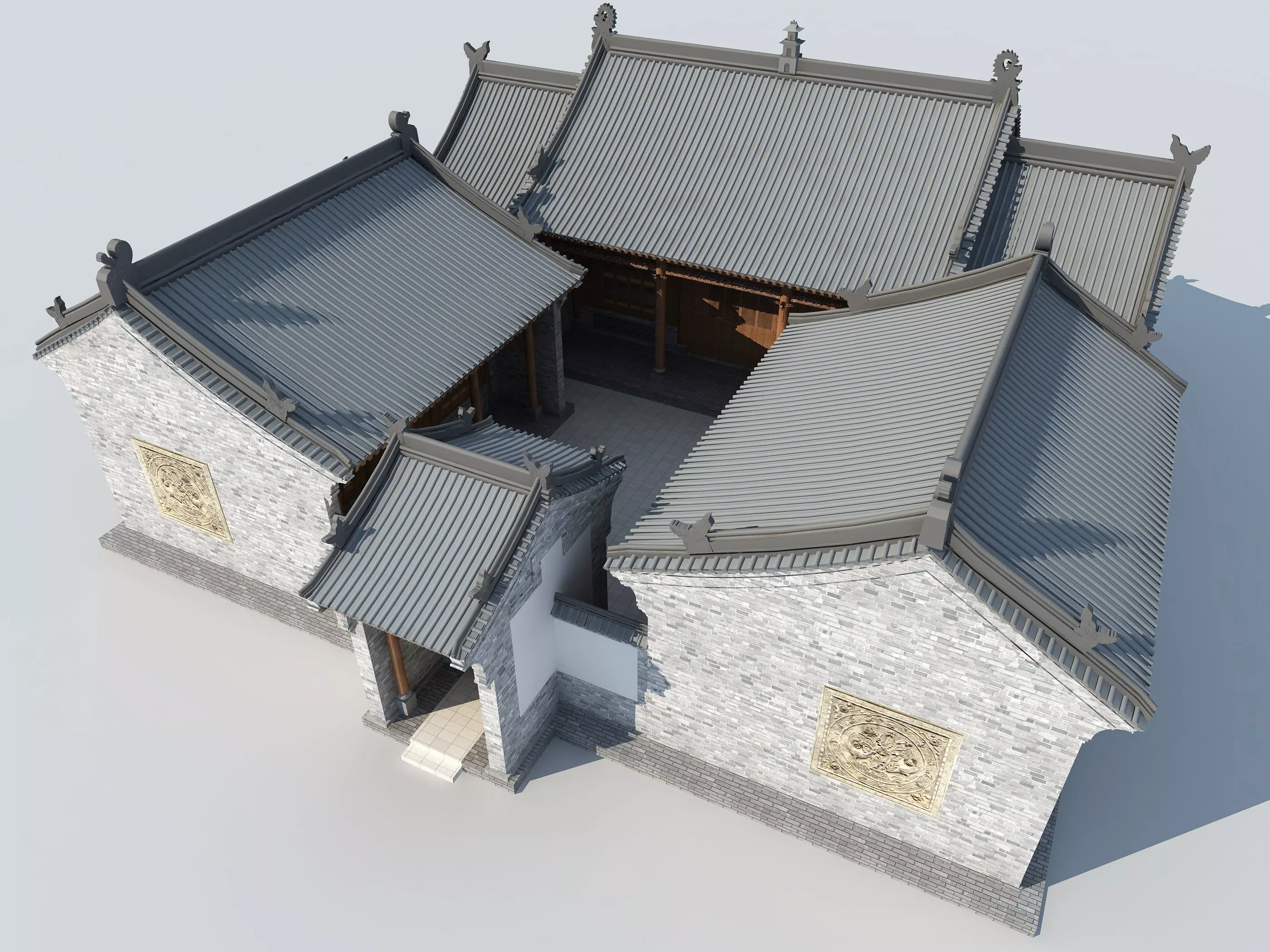Chinese ancient architecture Low-poly 3D model_0