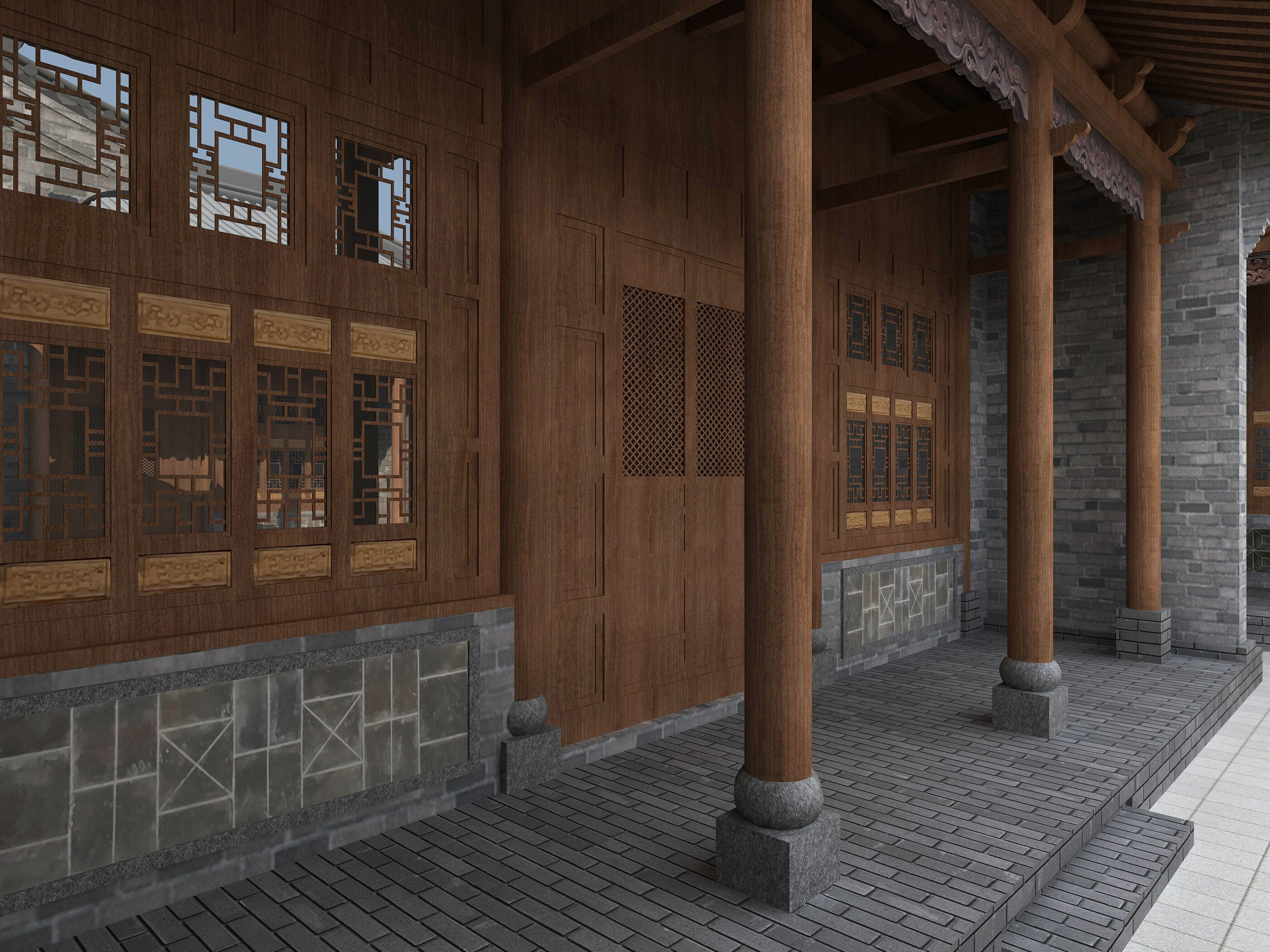 Chinese ancient architecture Low-poly 3D model_11