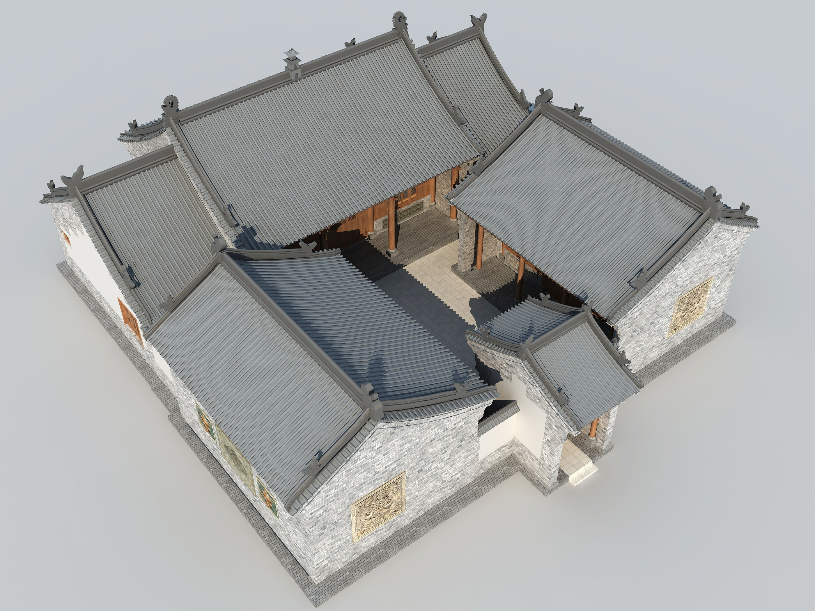 Chinese ancient architecture Low-poly 3D model_3
