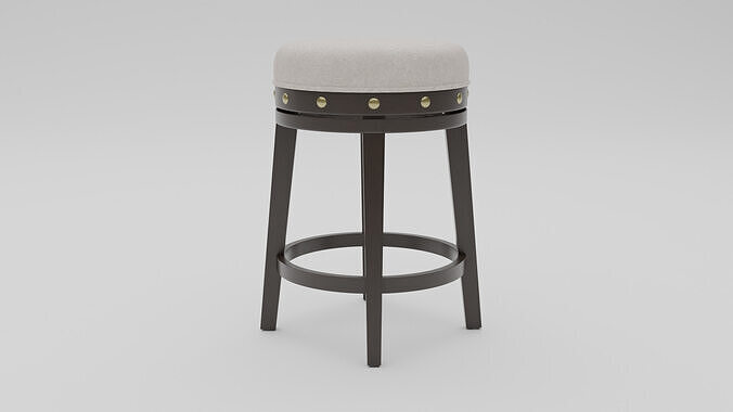 Wooden Stool Low-poly 3D model
