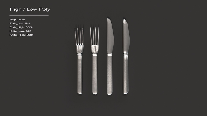 Kitchen Knife and Fork - Textured