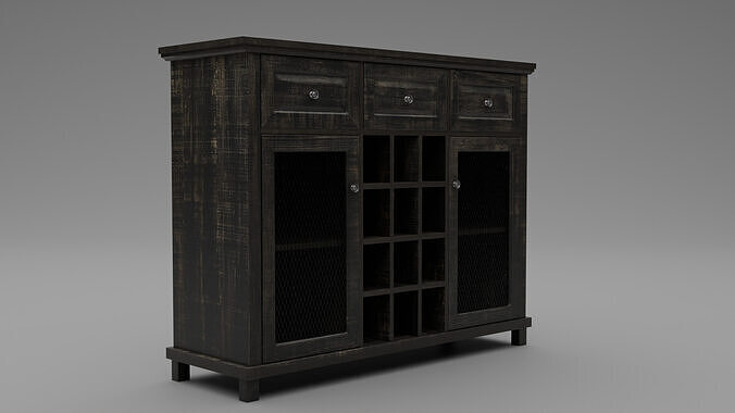 Wooden Cupboard Low-poly 3D model