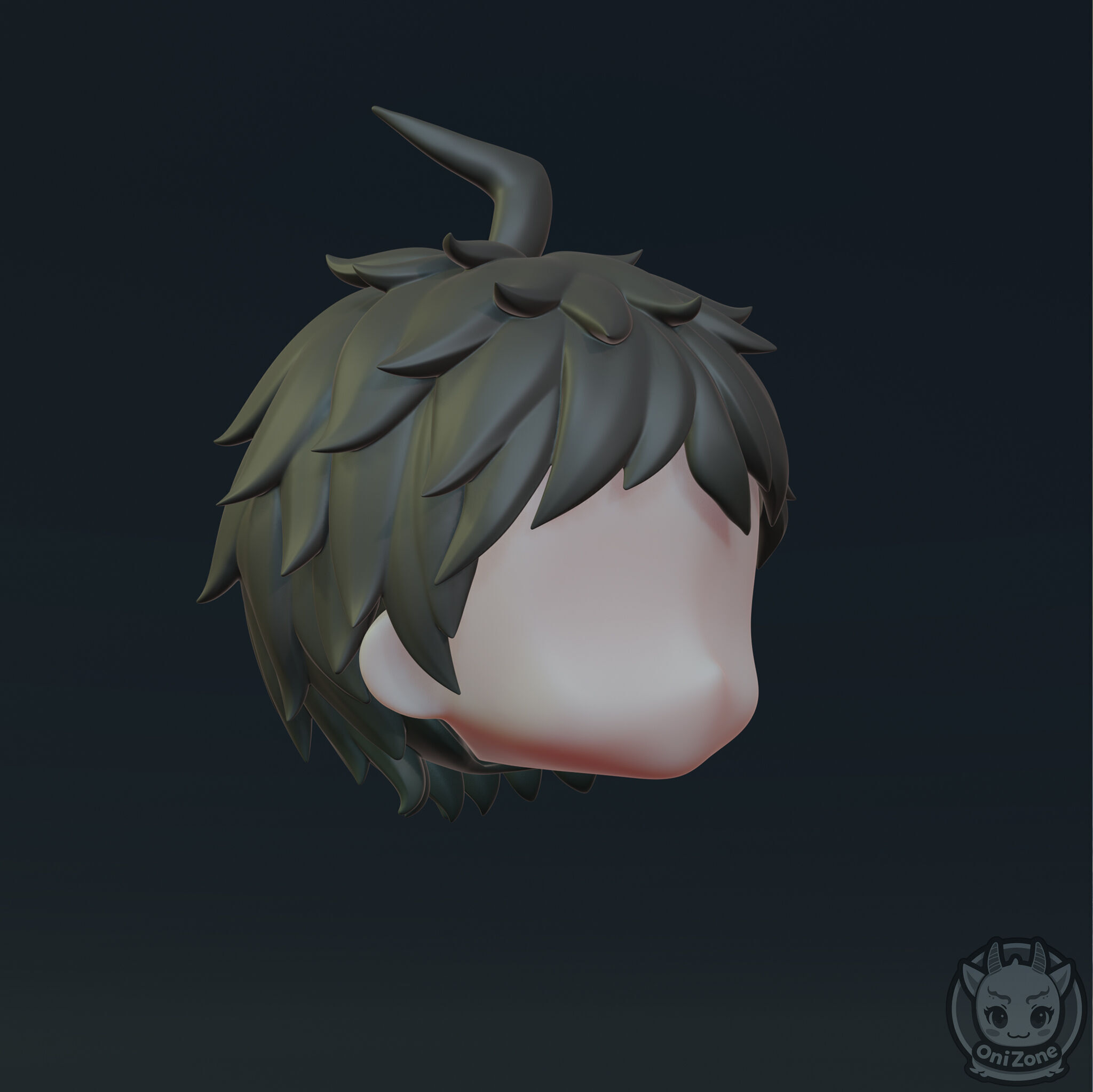 Hinata Hajime Hair for Nendoroid 3D print model_1