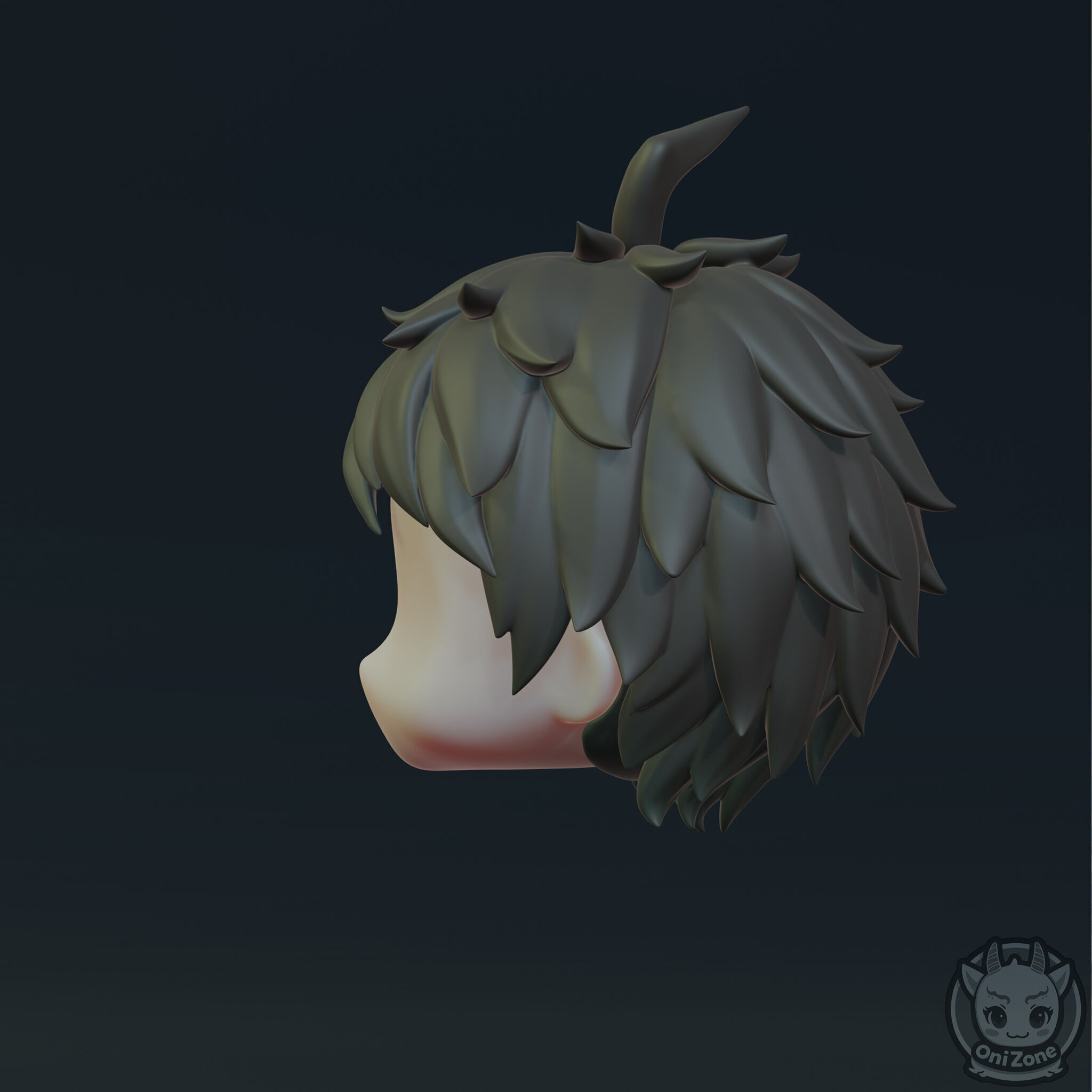 Hinata Hajime Hair for Nendoroid 3D print model_3