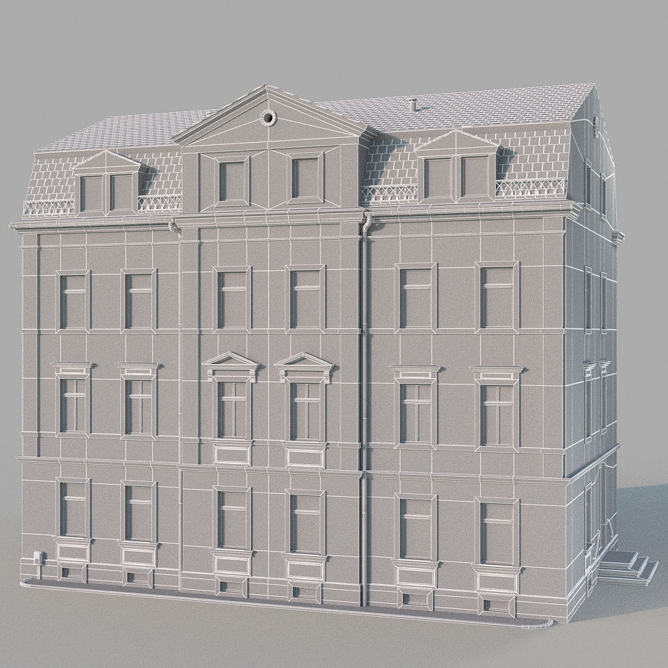 Classic building Low-poly 3D model_9