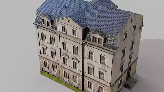 Classic building Low-poly 3D model 4
