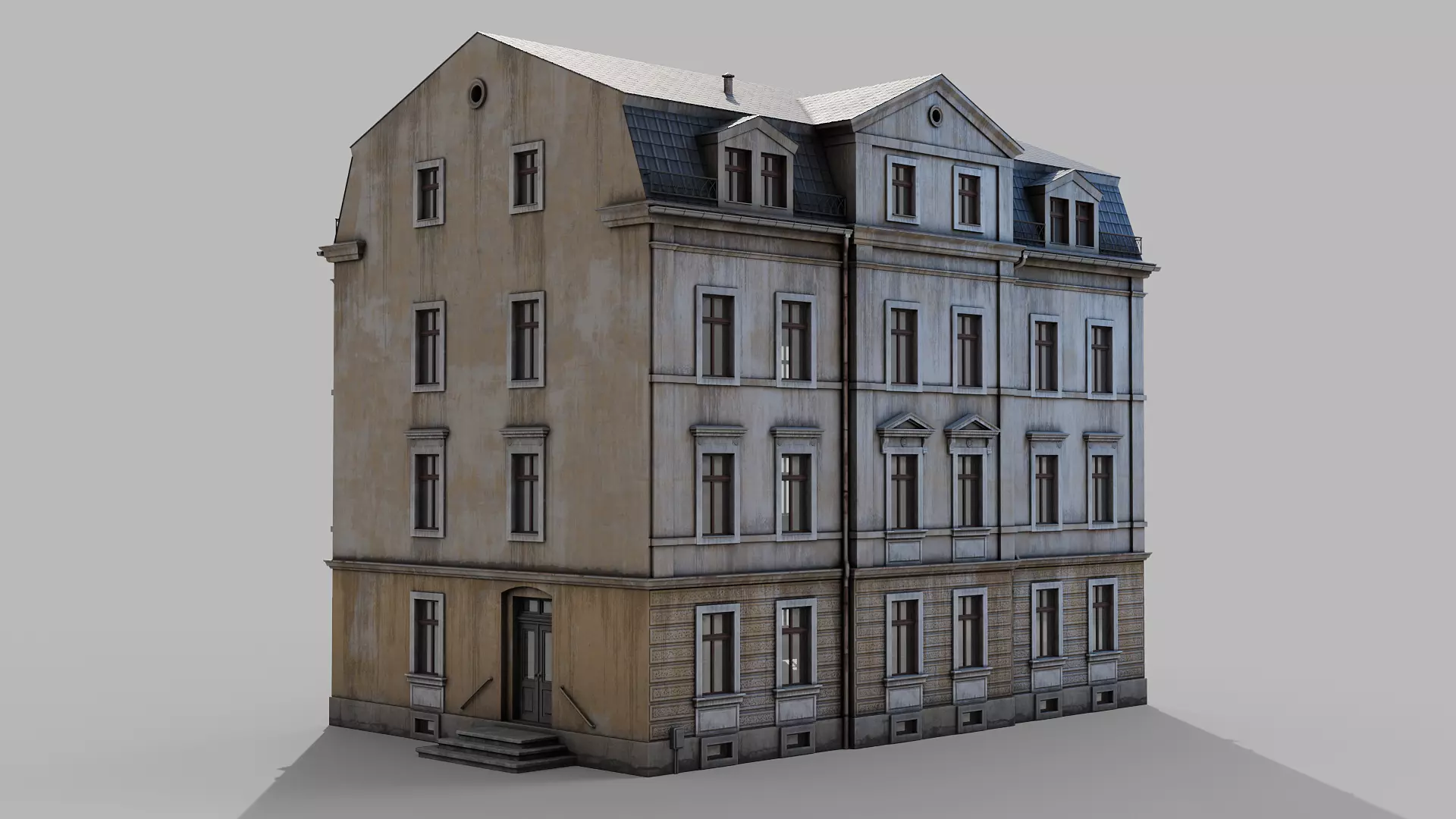 Classic building Low-poly 3D model_2