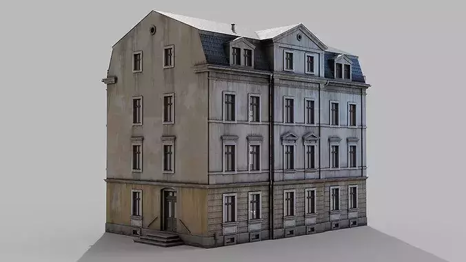Classic building Low-poly 3D model 3