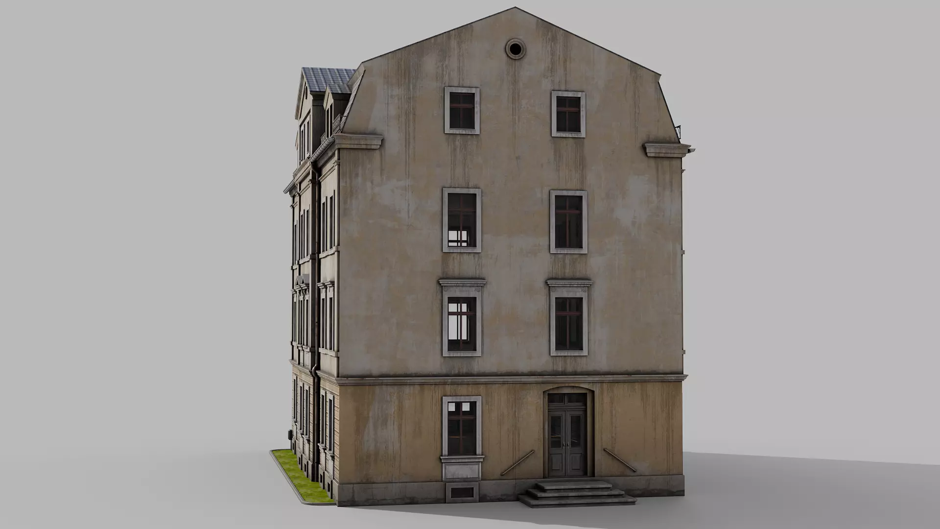 Classic building Low-poly 3D model_1