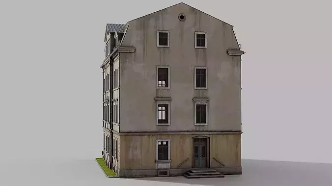Classic building Low-poly 3D model 2