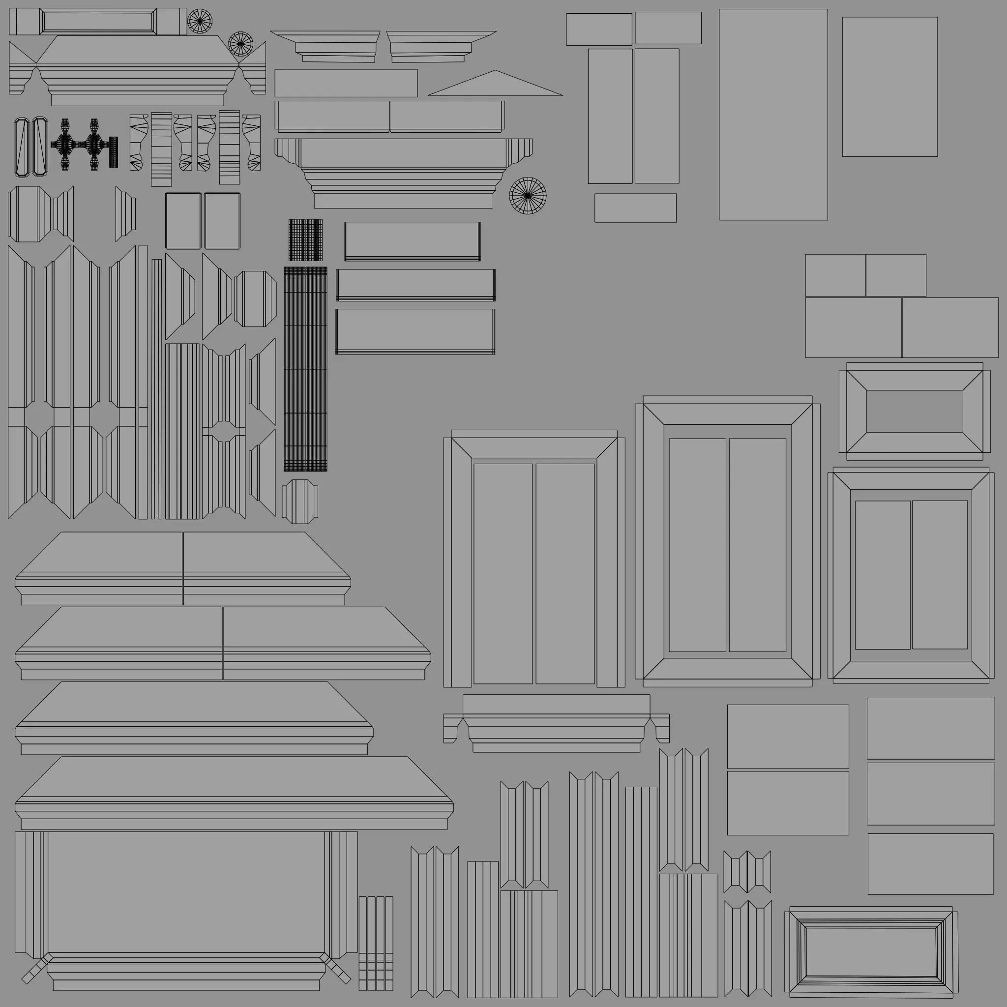 Classic building Low-poly 3D model_7