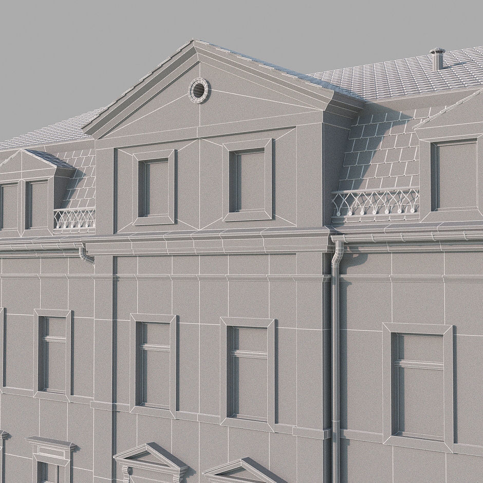 Classic building Low-poly 3D model_12