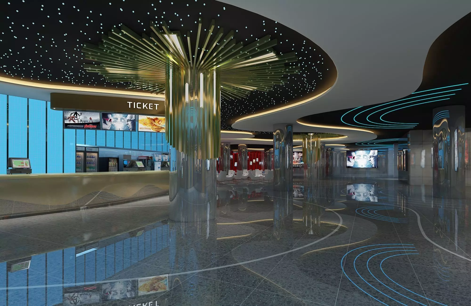 Cinema Lobby 01 3D model