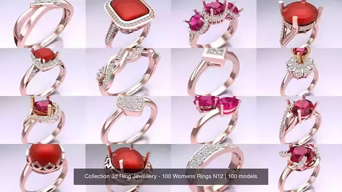 Collection 3d Ring Jewellery - 100 Womens Rings N13