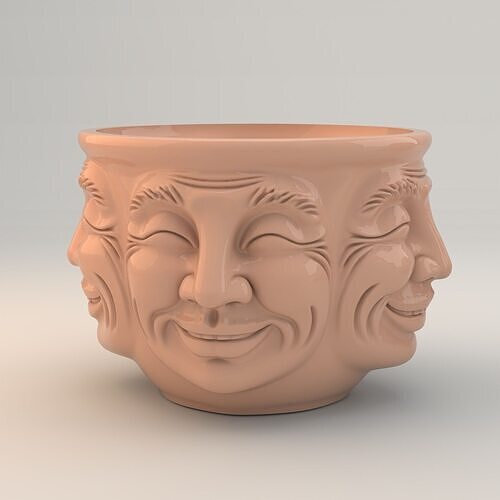 Pot Faces of Joy - Multi-Face Smiling Planter for 3D Printing 3D print model