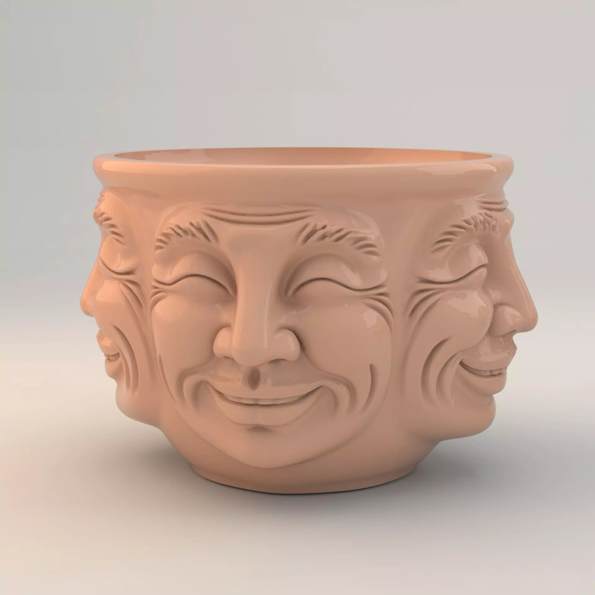 Pot Faces of Joy - Multi-Face Smiling Planter for 3D Printing 3D print model