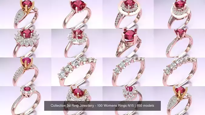 Collection 3d Ring Jewellery - 100 Womens Rings N15