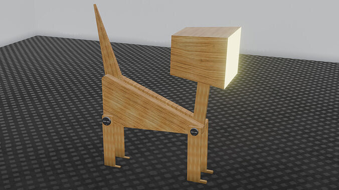 Wooden Cat Lamp 3D Model - Stylized Animal Desk Light Low-poly 3D model