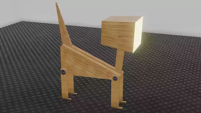 Wooden Cat Lamp 3D Model - Stylized Animal Desk Light
