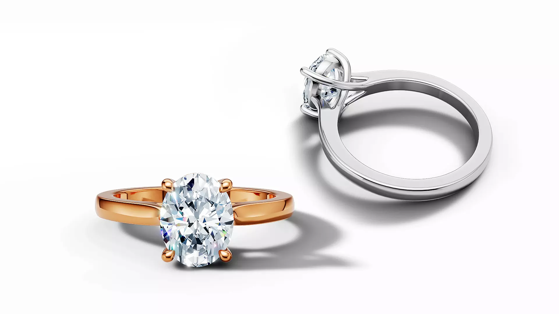 9x7 Oval Stone Trellis Solitaire Engagement Ring Promise Ring  3D print model_0