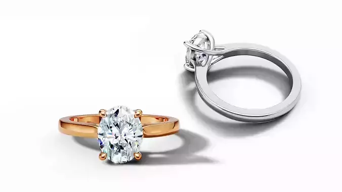 9x7 Oval Stone Trellis Solitaire Engagement Ring Promise Ring  3D print model