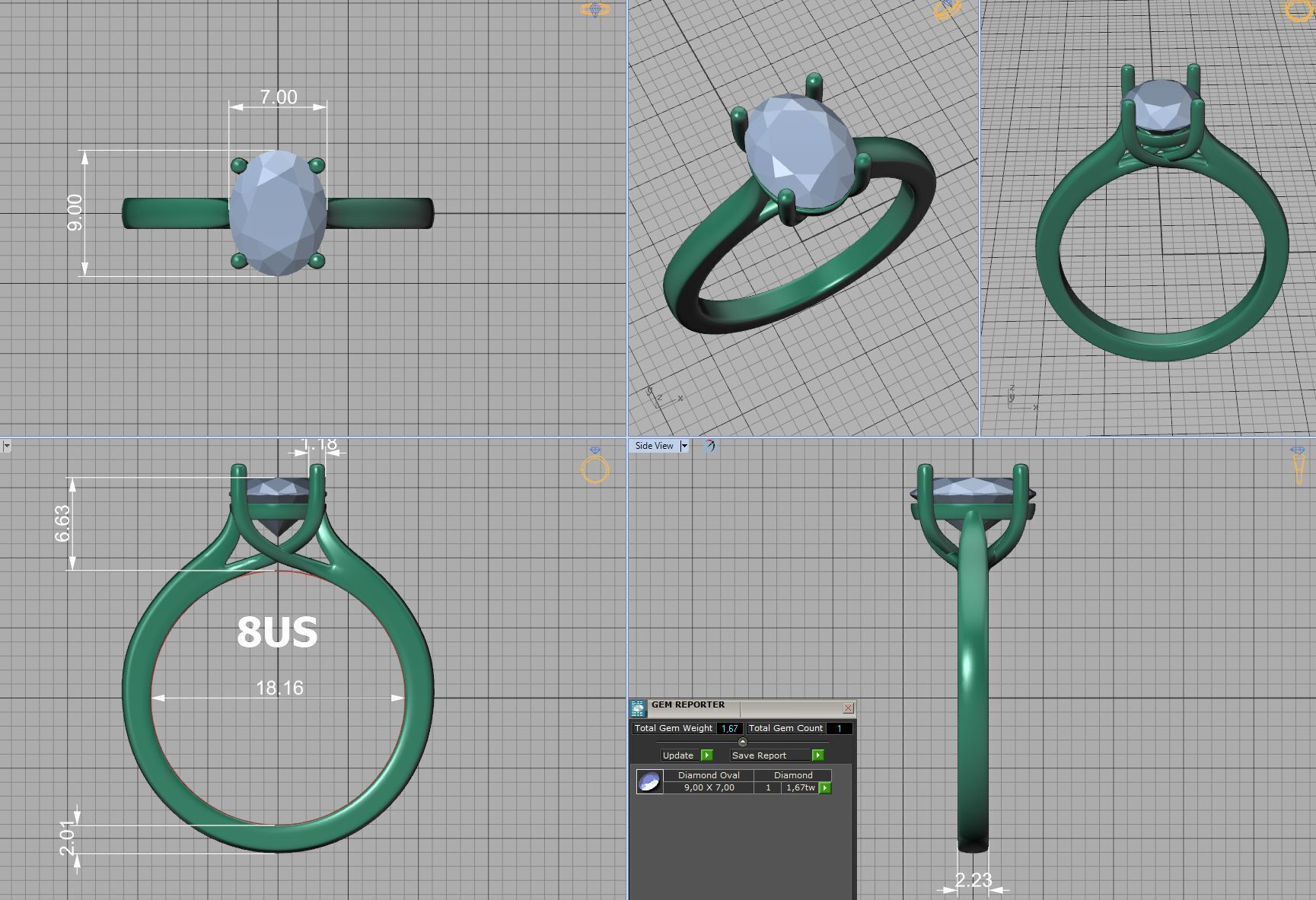 9x7 Oval Stone Trellis Solitaire Engagement Ring Promise Ring  3D print model_6