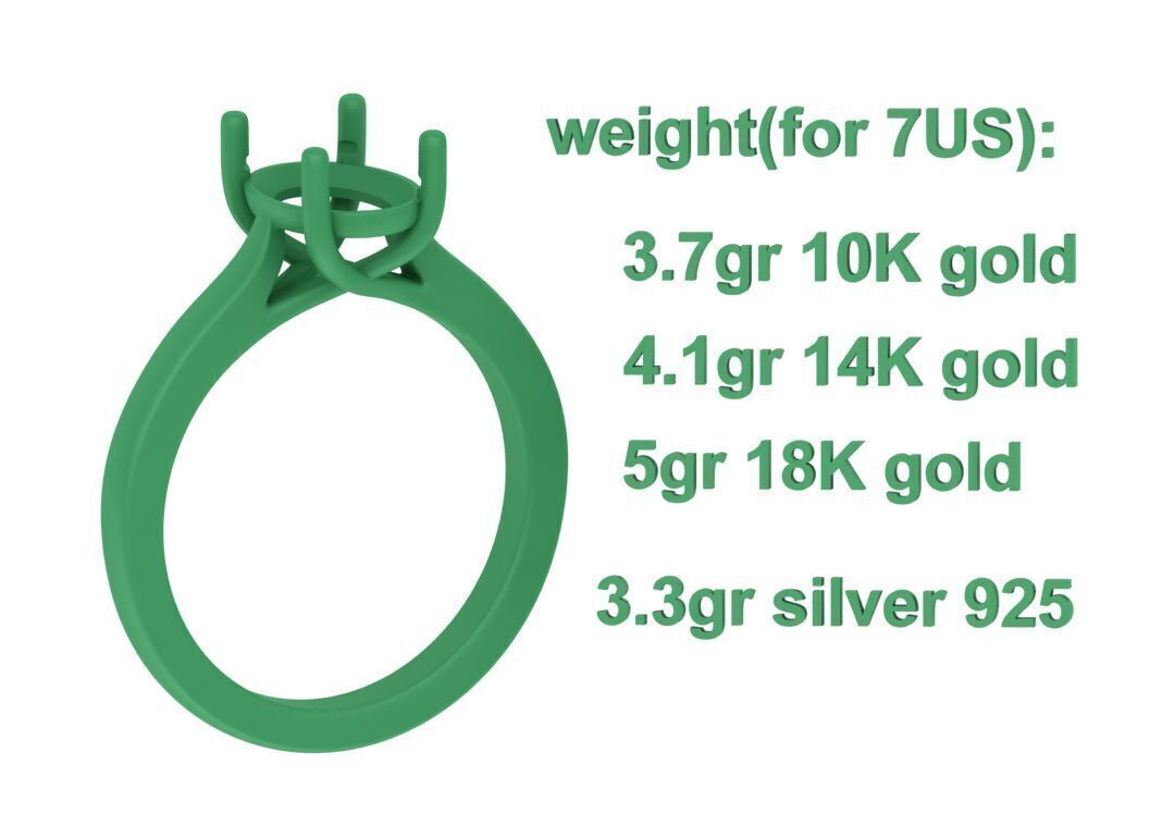 9x7 Oval Stone Trellis Solitaire Engagement Ring Promise Ring  3D print model_8