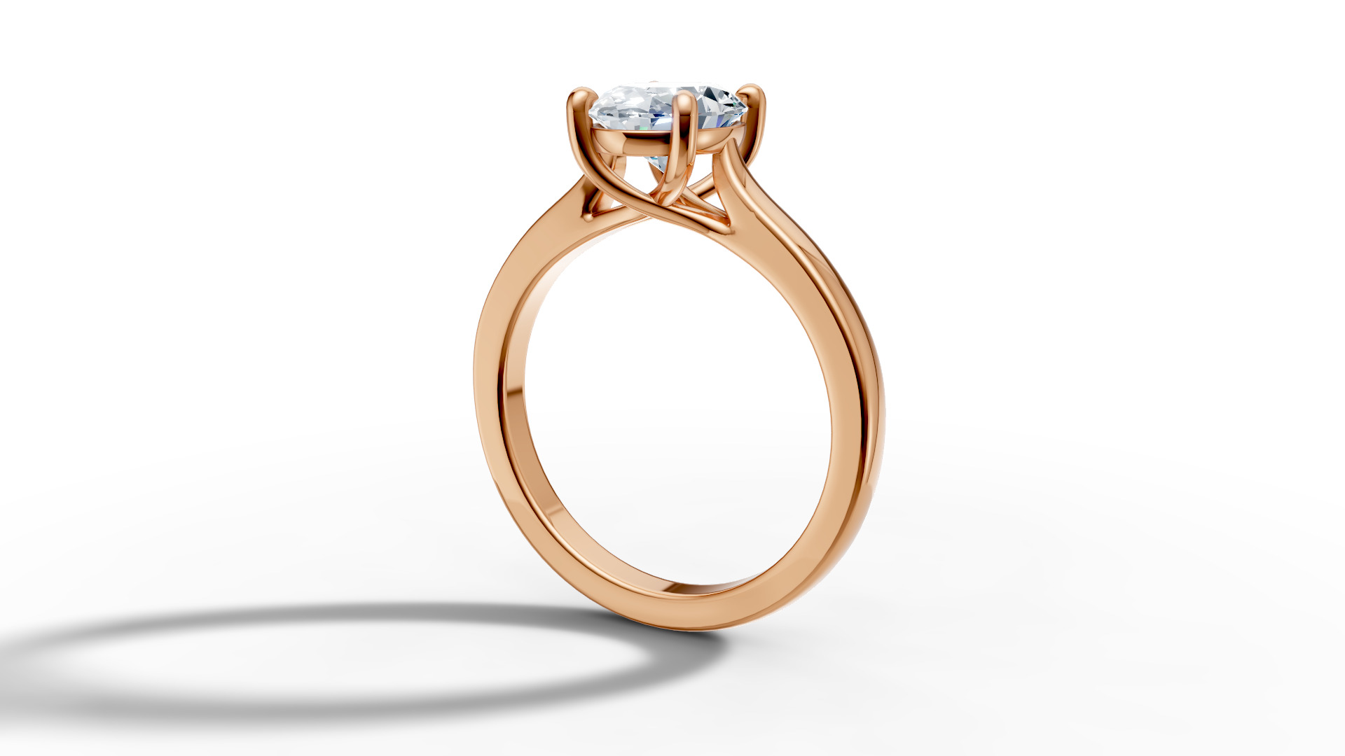 9x7 Oval Stone Trellis Solitaire Engagement Ring Promise Ring  3D print model_15