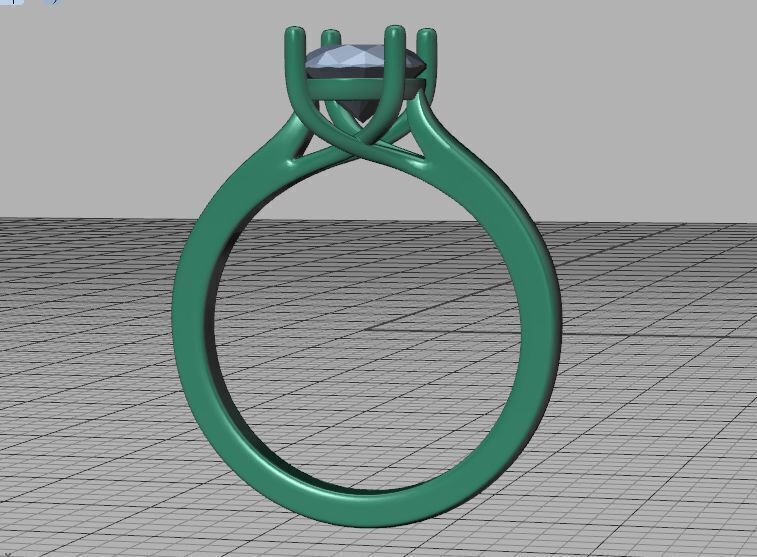 9x7 Oval Stone Trellis Solitaire Engagement Ring Promise Ring  3D print model_40