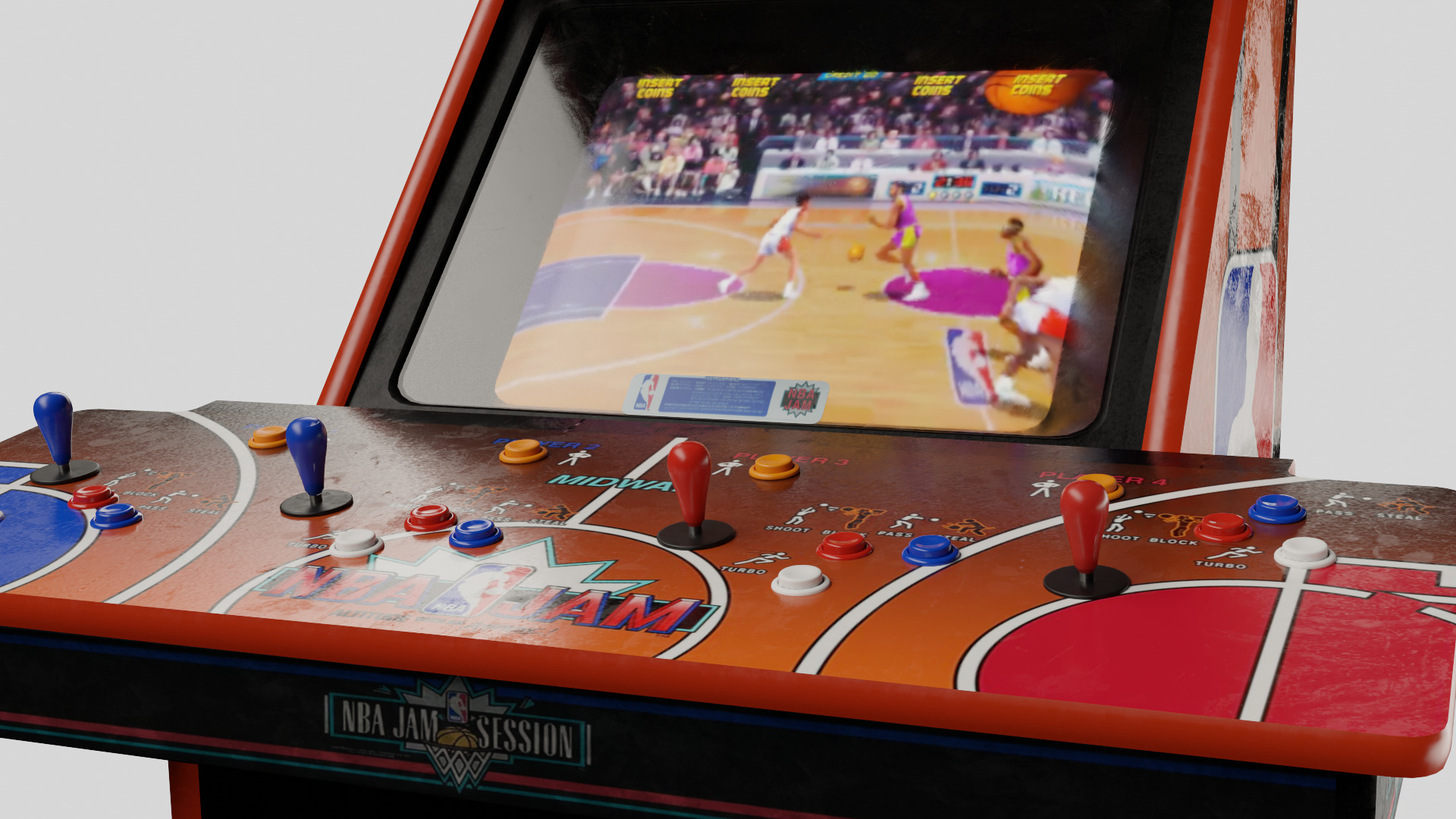 Basketball Jam Arcade Cabinet Retro Low-poly 3D model_5