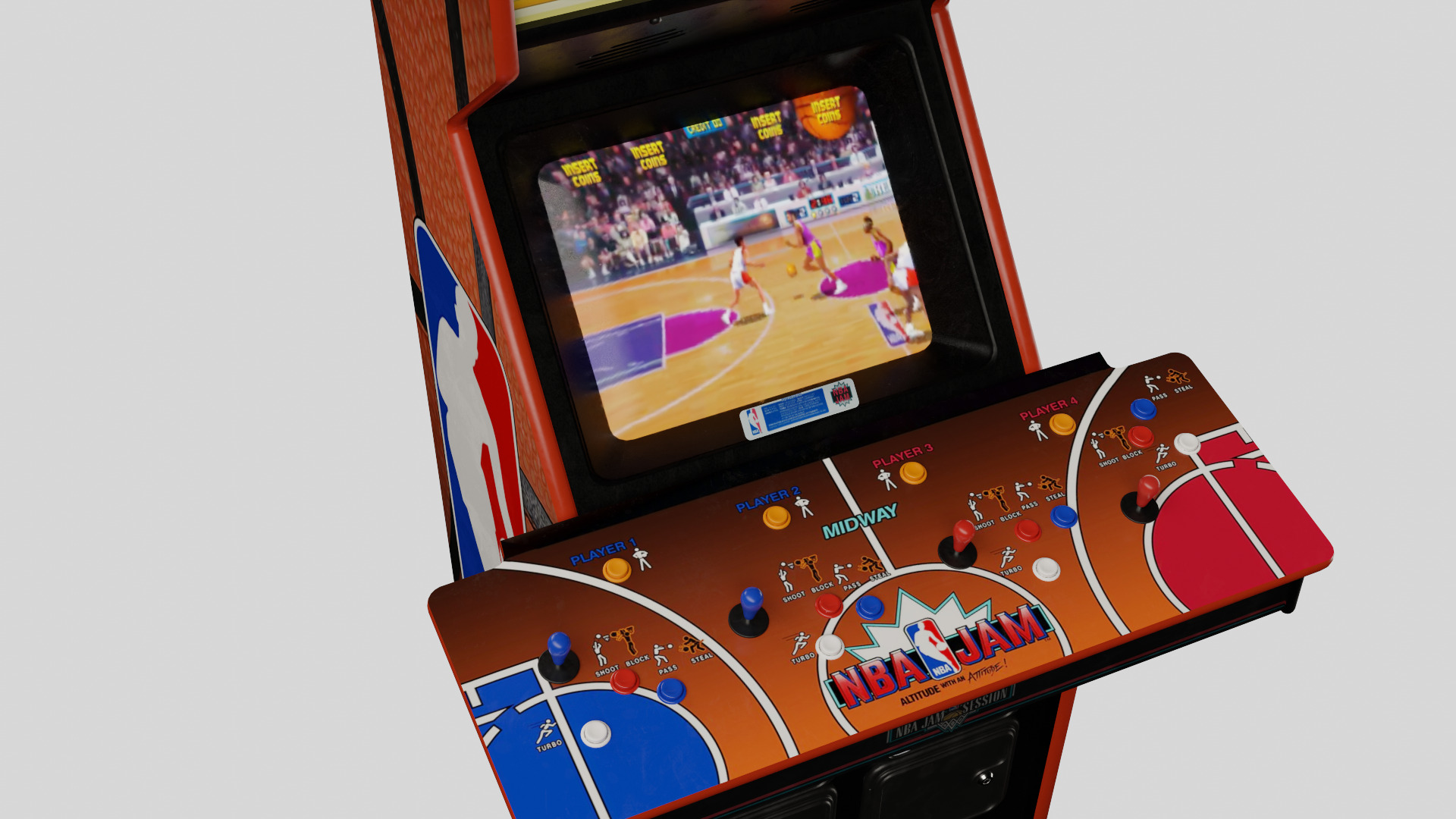 Basketball Jam Arcade Cabinet Retro Low-poly 3D model_1
