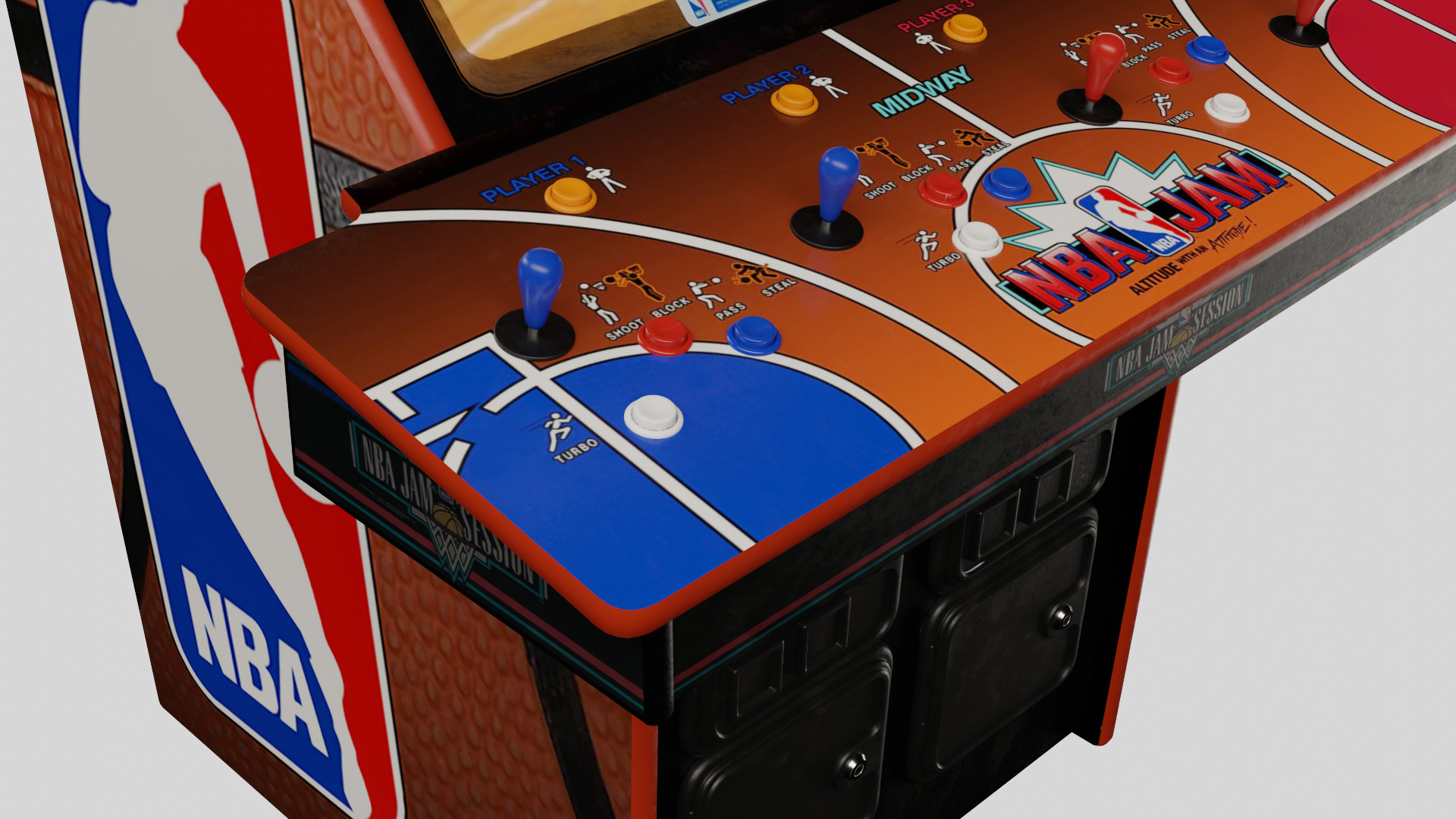 Basketball Jam Arcade Cabinet Retro Low-poly 3D model_3