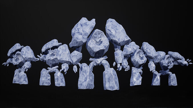 Ice golem low-poly game engine ready 3D model Low-poly 3D model