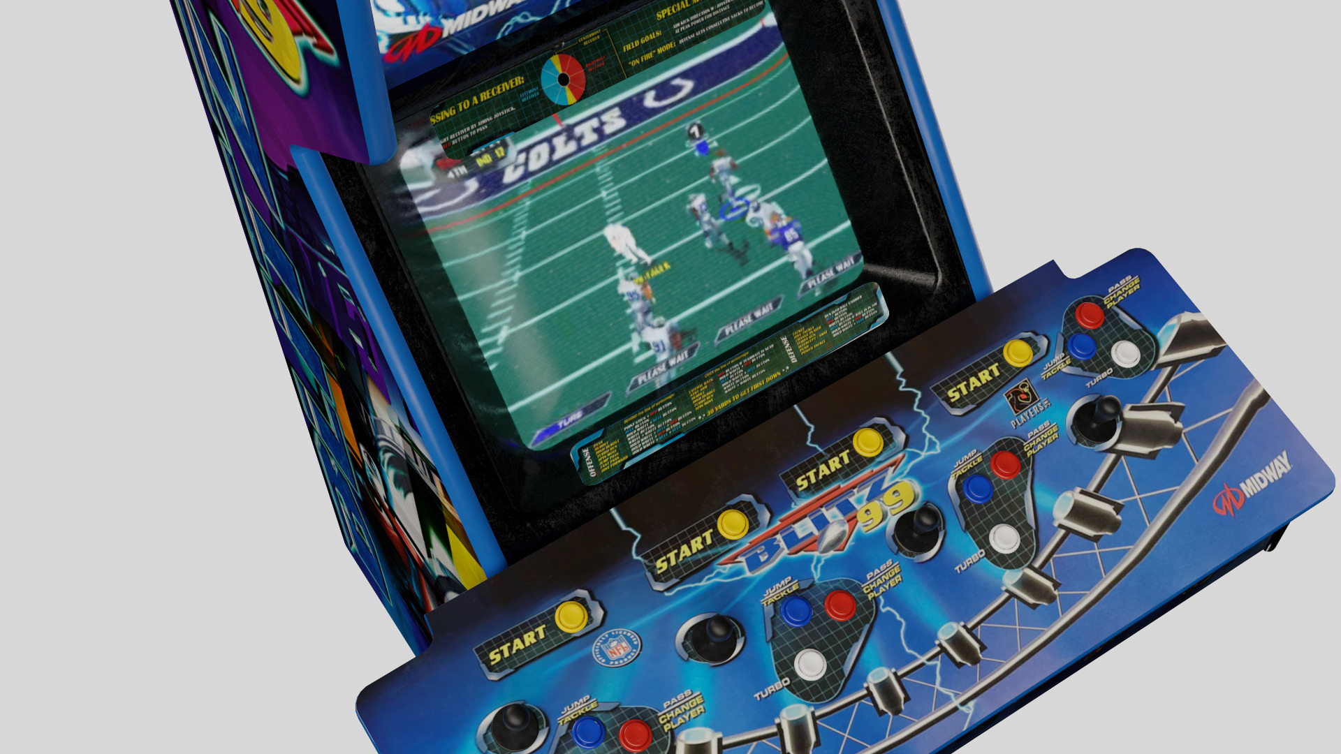 Football Blitz Arcade Cabinet Retro Low-poly 3D model_2