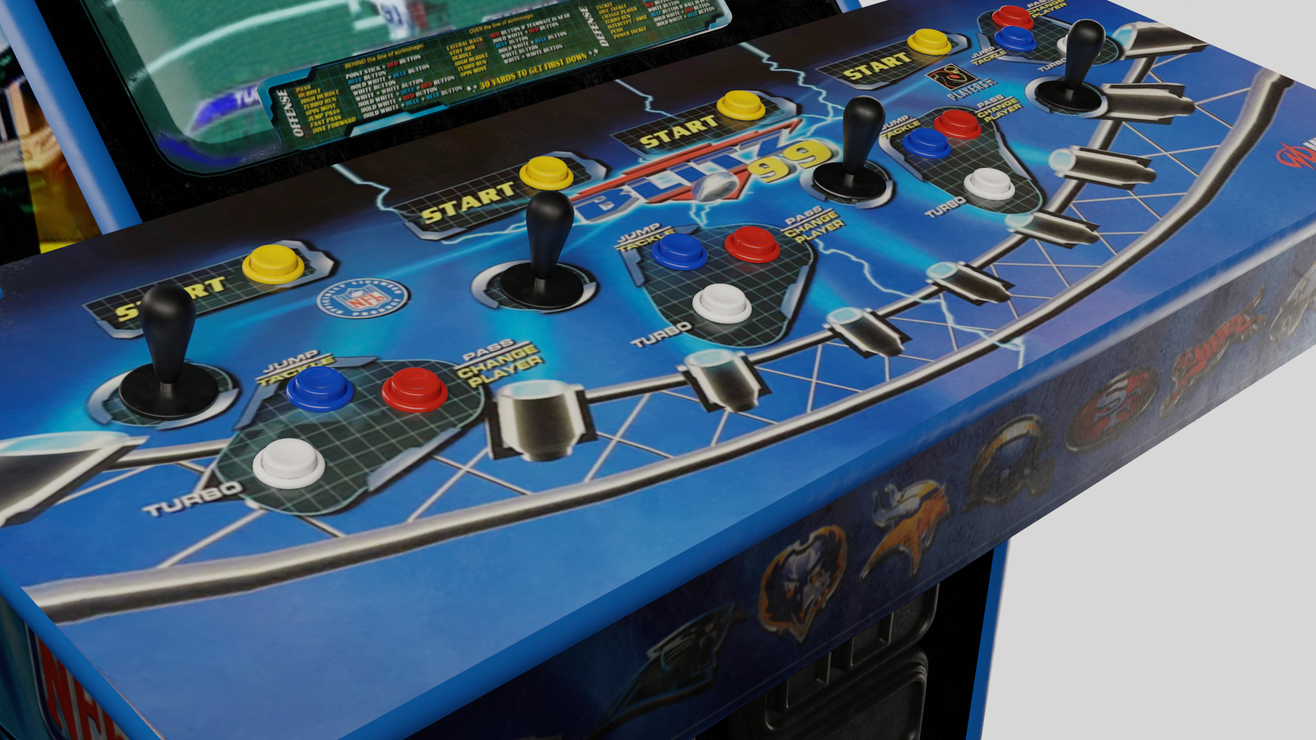 Football Blitz Arcade Cabinet Retro Low-poly 3D model_4